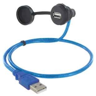 EVG USB-A 2.0 FEM./MALE 180° M22 CONNECTING CABLE 0.5m