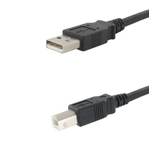 EVG USB 2.0 CABLE A-B 1.0m BLACK OVERMOULDED