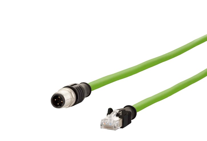 METZ CONNECT M12 D LEITUNG GRÜN 0,5m KABELSTECKER AUF RJ45