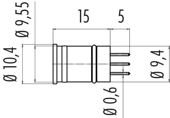 binder M12-A EINBAUSTECKER LÖT- PIN F.9,4MM ROHR OHNE VER-09 0433 474 05