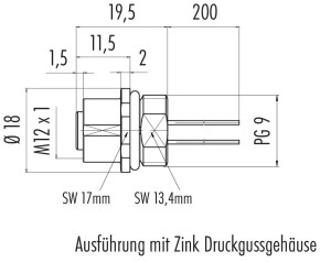 binder M12-A FLANSCHDOSE MIT ANSCHLUSSLEITUNG