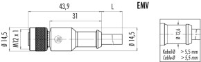 binder M12-A LEITUNG 10m PUR 8x0,25 KABELDOSE